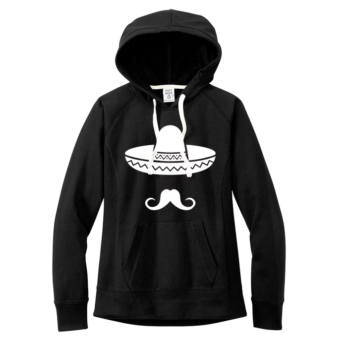 Cinco De Mayo Mexican Sombrero Moustache Women's Fleece Hoodie