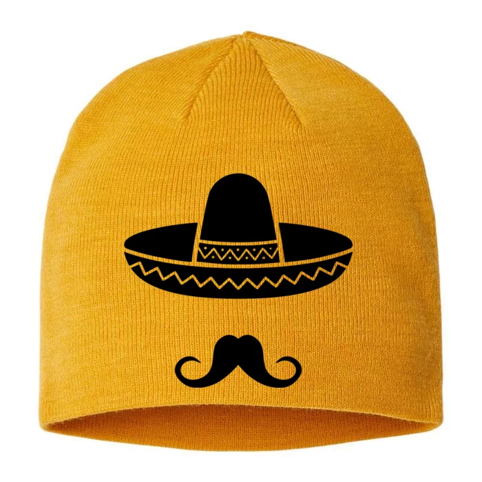 Cinco De Mayo Mexican Sombrero Moustache 8 1/2in Sustainable Knit Beanie