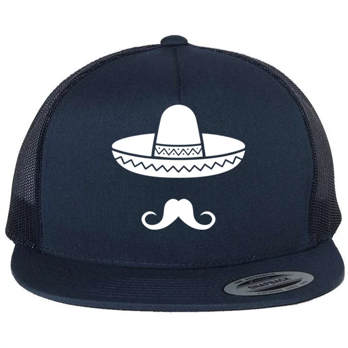 Cinco De Mayo Mexican Sombrero Moustache Flat Bill Trucker Hat