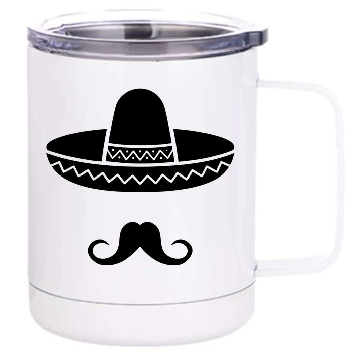 Cinco De Mayo Mexican Sombrero Moustache Front & Back 12oz Stainless Steel Tumbler Cup