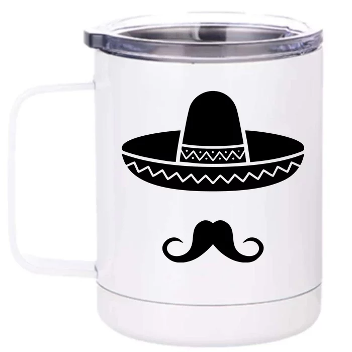 Cinco De Mayo Mexican Sombrero Moustache Front & Back 12oz Stainless Steel Tumbler Cup