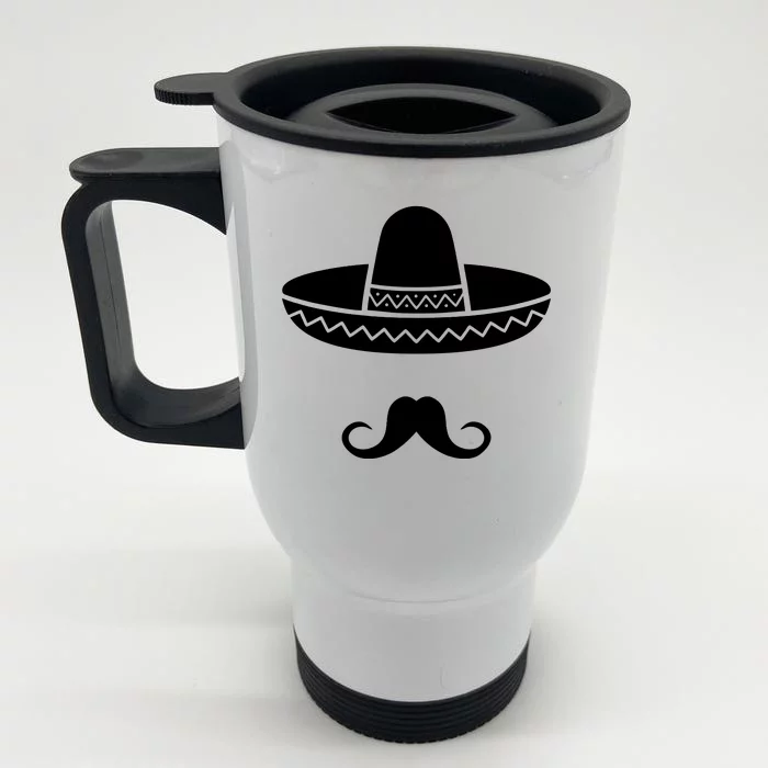 Cinco De Mayo Mexican Sombrero Moustache Front & Back Stainless Steel Travel Mug