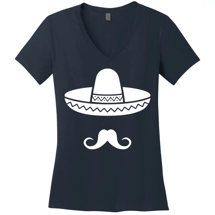 Cinco De Mayo Mexican Sombrero Moustache1 Women's V-Neck T-Shirt