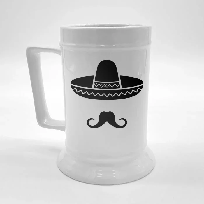 Cinco De Mayo Mexican Sombrero Moustache1 Front & Back Beer Stein