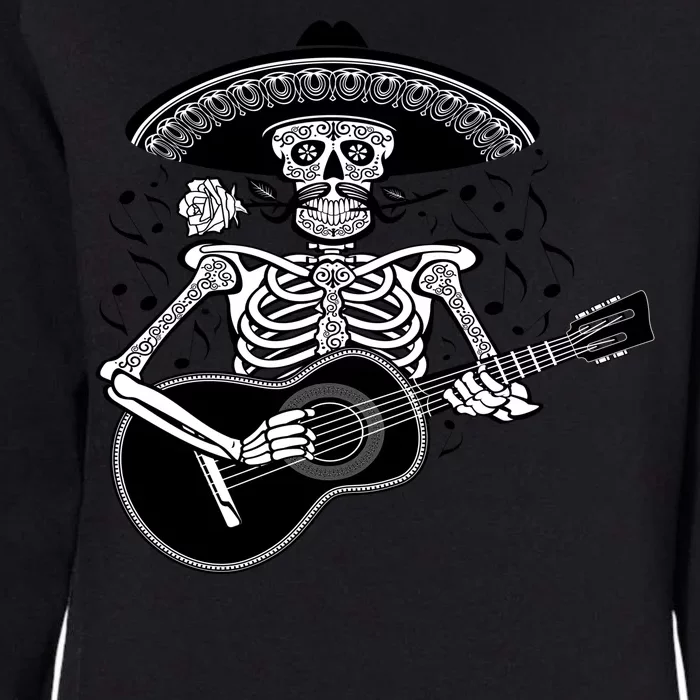 Cinco De Mayo Skeleton Playing the Guitar Womens California Wash Sweatshirt