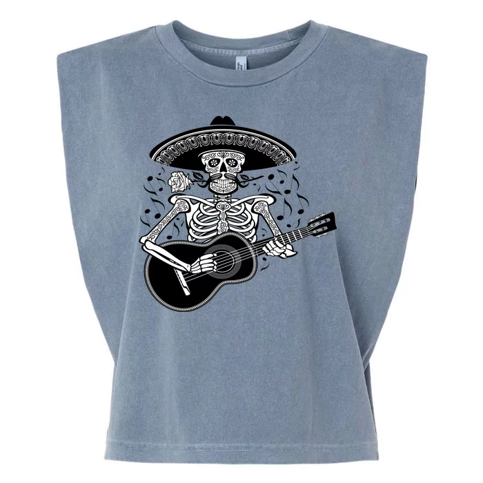 Cinco De Mayo Skeleton Playing the Guitar Garment-Dyed Women's Muscle Tee