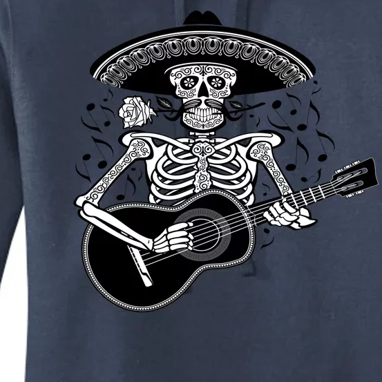 Cinco De Mayo Skeleton Playing the Guitar Women's Pullover Hoodie