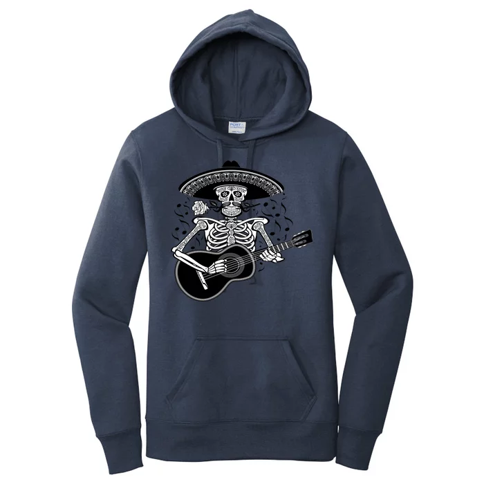 Cinco De Mayo Skeleton Playing the Guitar Women's Pullover Hoodie