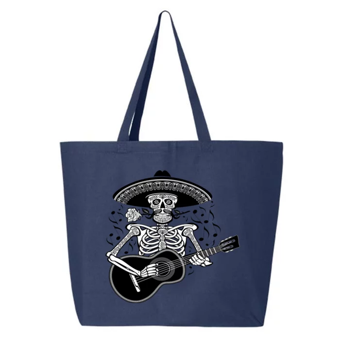 Cinco De Mayo Skeleton Playing the Guitar 25L Jumbo Tote