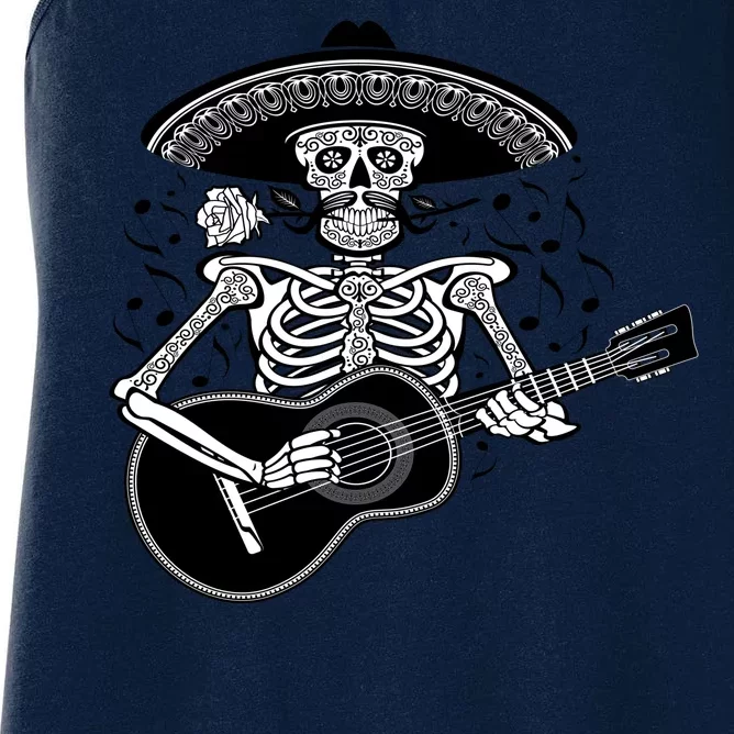 Cinco De Mayo Skeleton Playing the Guitar Women's Racerback Tank