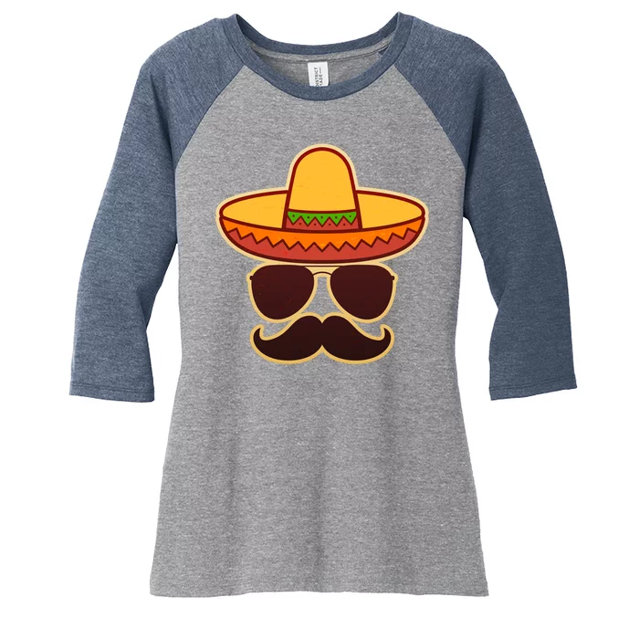 Cinco De Mayo Sombrero 'Stash Women's Tri-Blend 3/4-Sleeve Raglan Shirt