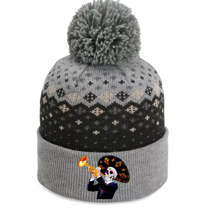 Cinco De Mayo Sugar Skull Playing Trumpet The Baniff Cuffed Pom Beanie