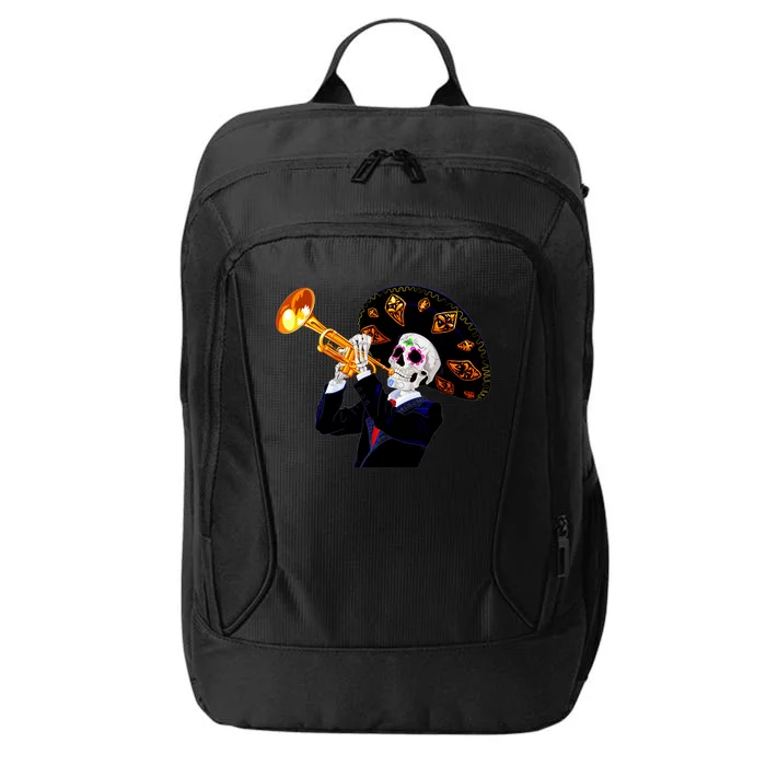 Cinco De Mayo Sugar Skull Playing Trumpet City Backpack