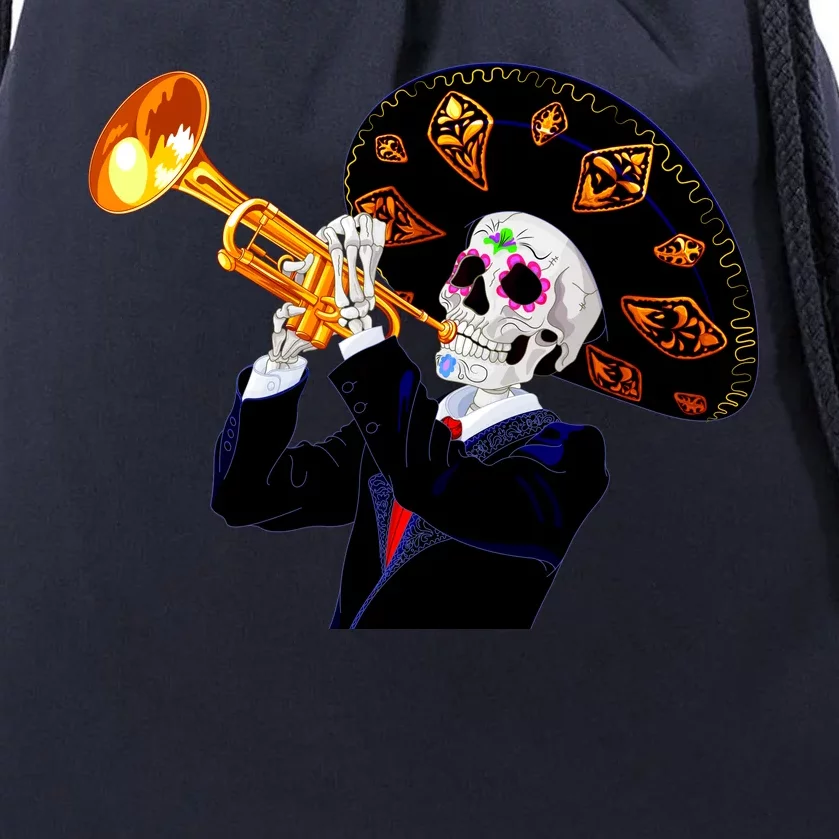 Cinco De Mayo Sugar Skull Playing Trumpet Drawstring Bag