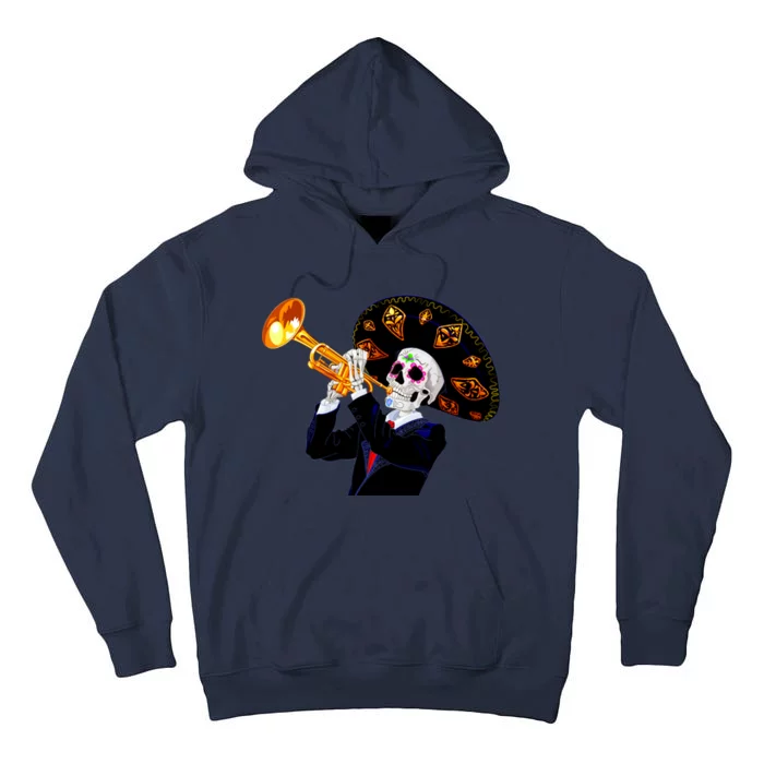 Cinco De Mayo Sugar Skull Playing Trumpet Tall Hoodie