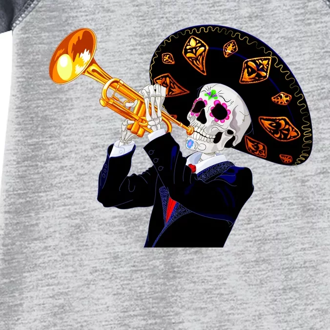 Cinco De Mayo Sugar Skull Playing Trumpet Infant Baby Jersey Bodysuit