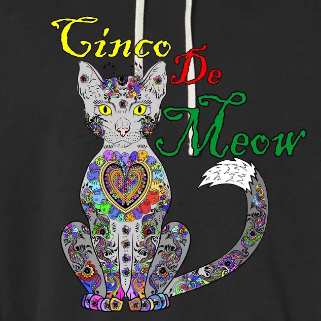 Cinco De Meow Funny Mexican Cat Garment-Dyed Fleece Hoodie