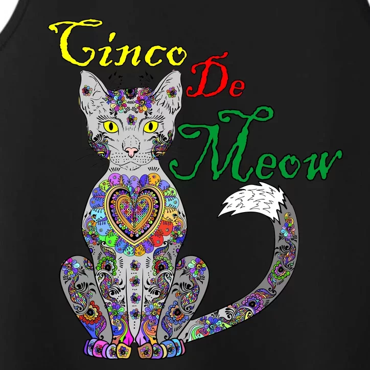 Cinco De Meow Funny Mexican Cat Performance Tank