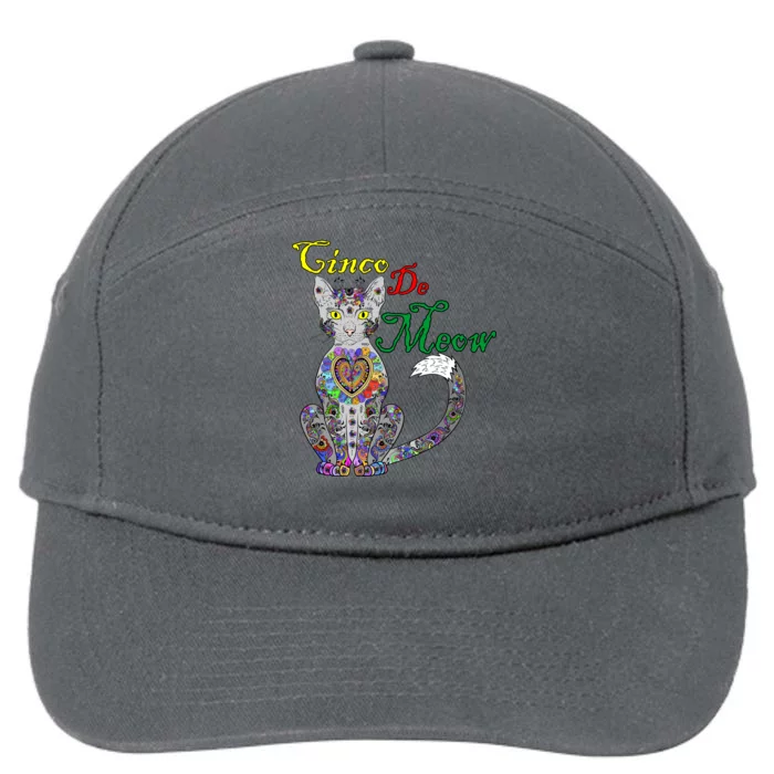 Cinco De Meow Funny Mexican Cat 7-Panel Snapback Hat