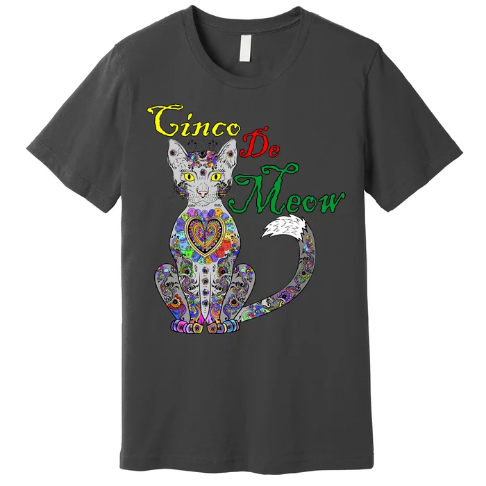 Cinco De Meow Funny Mexican Cat Premium T-Shirt