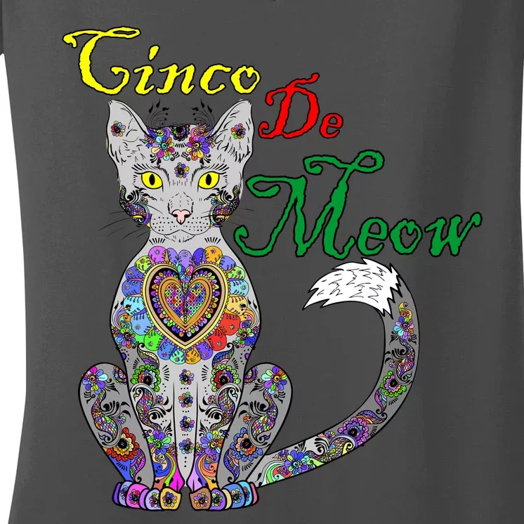 Cinco De Meow Funny Mexican Cat Women's V-Neck T-Shirt