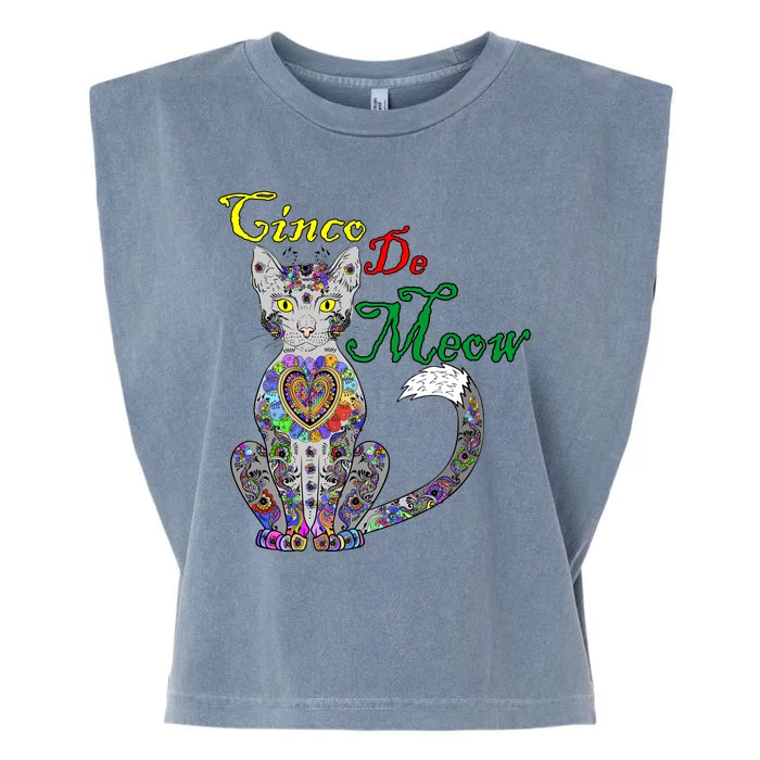 Cinco De Meow Funny Mexican Cat Garment-Dyed Women's Muscle Tee