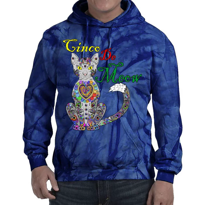 Cinco De Meow Funny Mexican Cat Tie Dye Hoodie