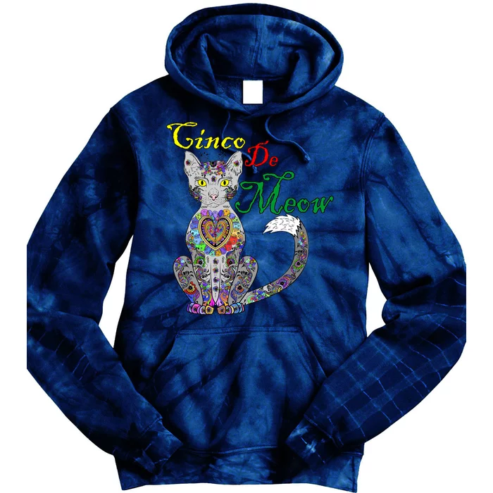 Cinco De Meow Funny Mexican Cat Tie Dye Hoodie