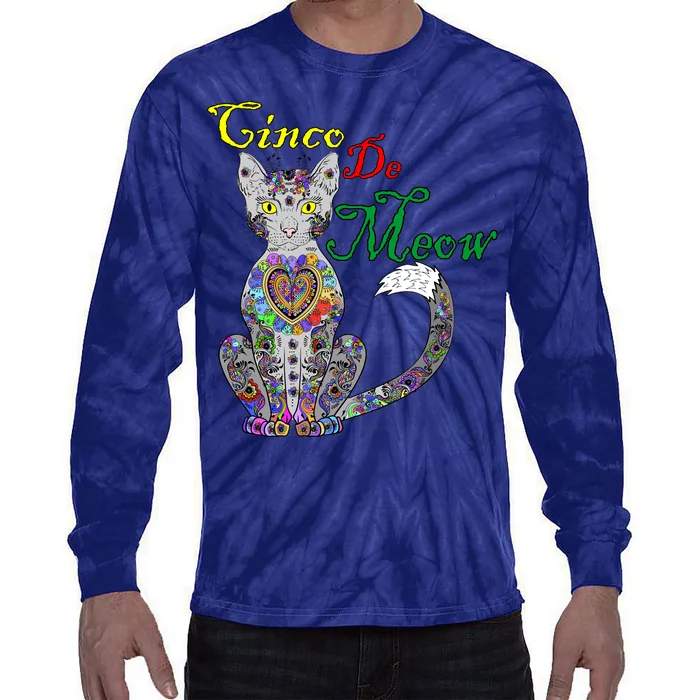 Cinco De Meow Funny Mexican Cat Tie-Dye Long Sleeve Shirt