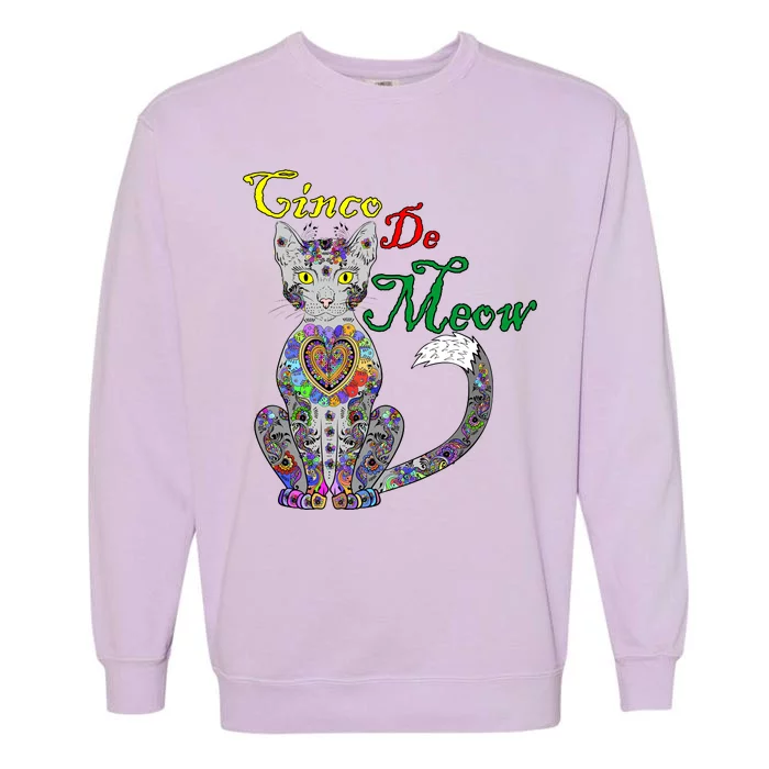 Cinco De Meow Funny Mexican Cat Garment-Dyed Sweatshirt