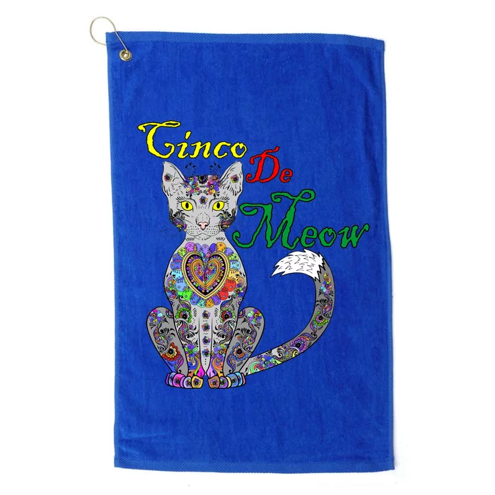 Cinco De Meow Funny Mexican Cat Platinum Collection Golf Towel