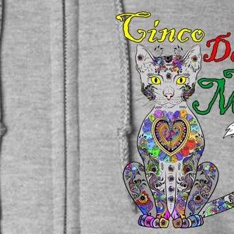 Cinco De Meow Funny Mexican Cat Full Zip Hoodie