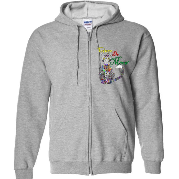 Cinco De Meow Funny Mexican Cat Full Zip Hoodie