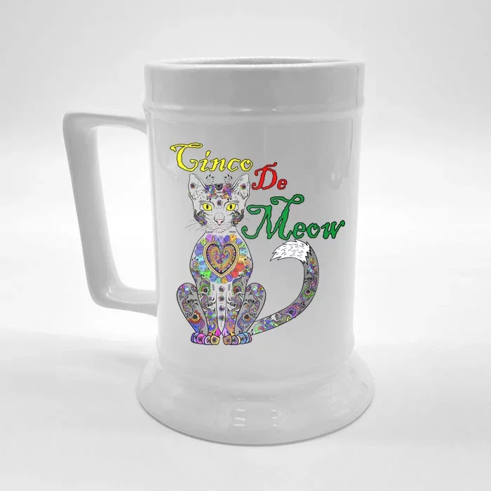 Cinco De Meow Funny Mexican Cat Front & Back Beer Stein