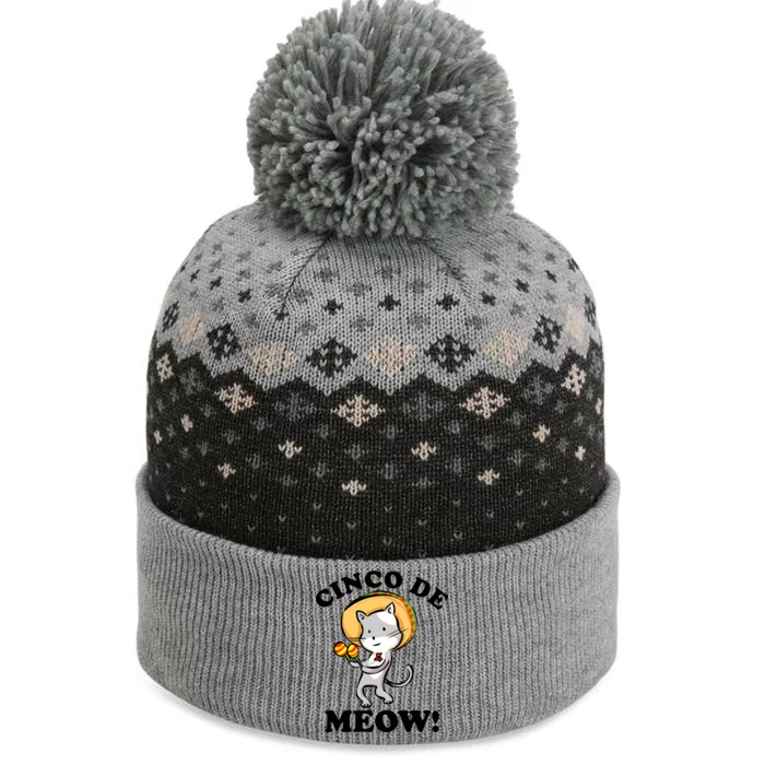 Cinco De Meow! Mayo Funny Mexican Cat The Baniff Cuffed Pom Beanie