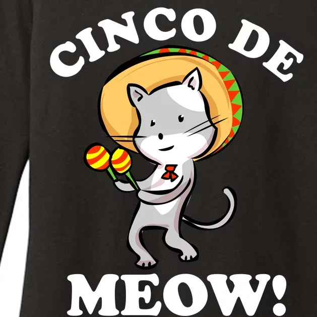 Cinco De Meow! Mayo Funny Mexican Cat Womens CVC Long Sleeve Shirt