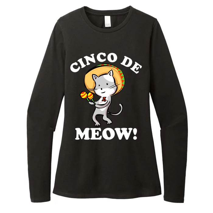 Cinco De Meow! Mayo Funny Mexican Cat Womens CVC Long Sleeve Shirt