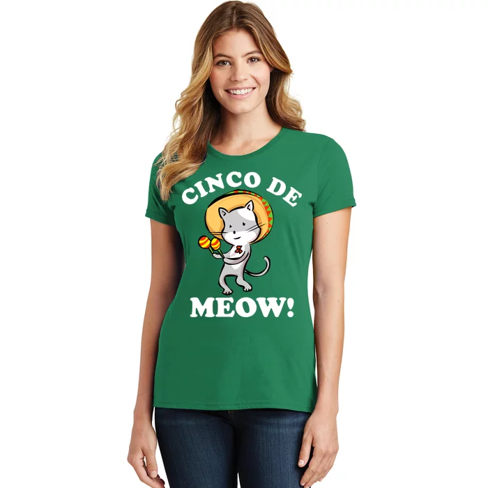 Cinco De Meow! Mayo Funny Mexican Cat Women's T-Shirt