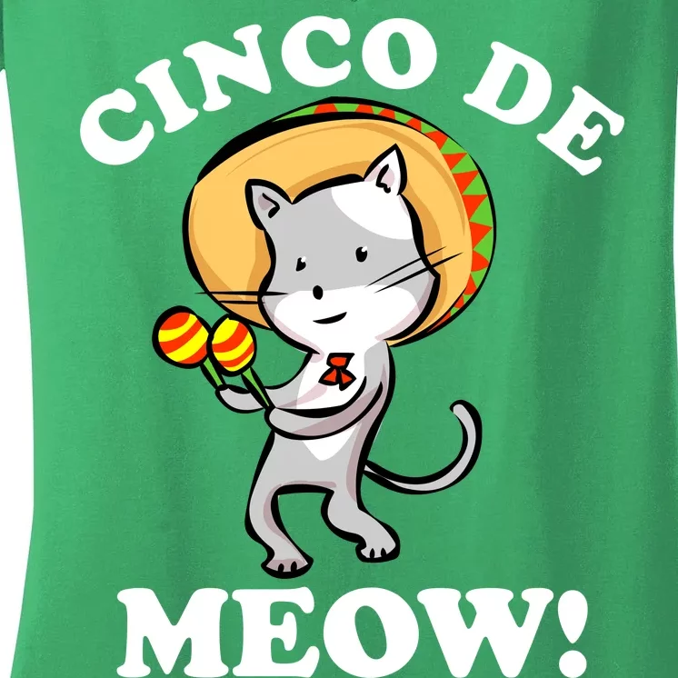 Cinco De Meow! Mayo Funny Mexican Cat Women's V-Neck T-Shirt