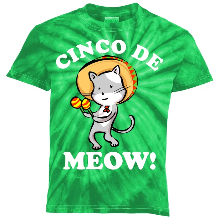 Cinco De Meow! Mayo Funny Mexican Cat Kids Tie-Dye T-Shirt