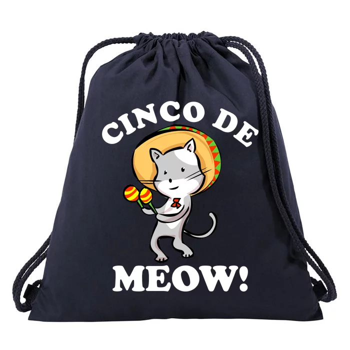 Cinco De Meow! Mayo Funny Mexican Cat Drawstring Bag