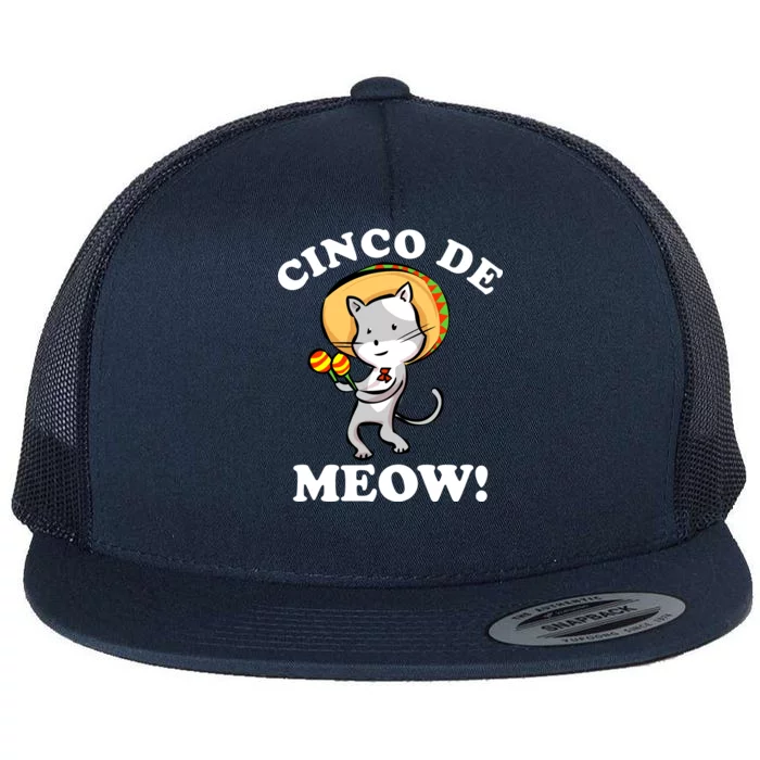 Cinco De Meow! Mayo Funny Mexican Cat Flat Bill Trucker Hat