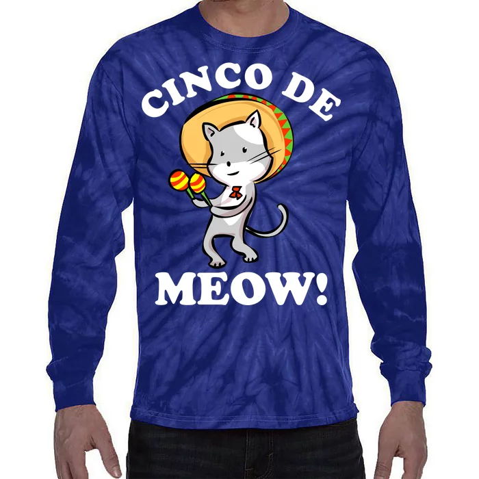 Cinco De Meow! Mayo Funny Mexican Cat Tie-Dye Long Sleeve Shirt