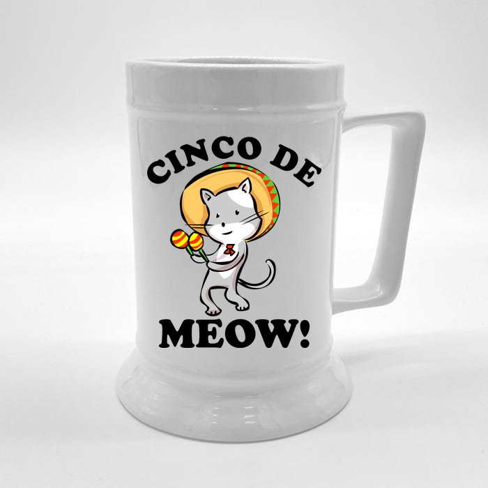 Cinco De Meow! Mayo Funny Mexican Cat Front & Back Beer Stein