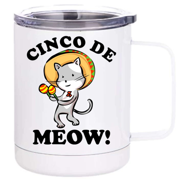 Cinco De Meow! Mayo Funny Mexican Cat Front & Back 12oz Stainless Steel Tumbler Cup