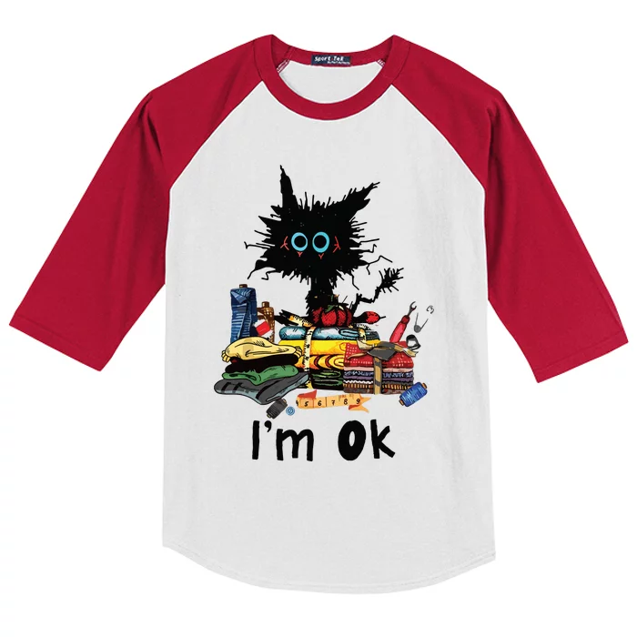 Cats Im Ok Funny Quilting Love Cats Kids Colorblock Raglan Jersey