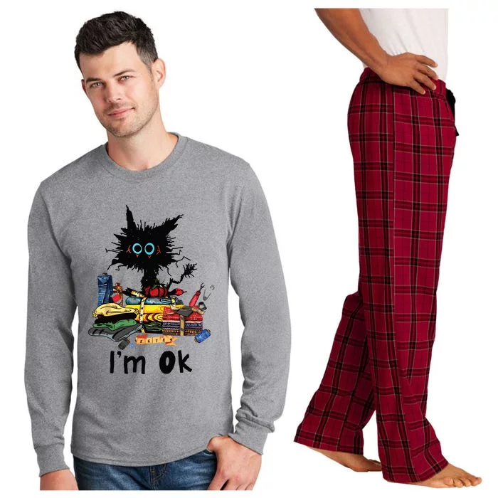 Cats Im Ok Funny Quilting Love Cats Long Sleeve Pajama Set