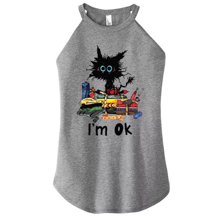 Cats Im Ok Funny Quilting Love Cats Women’s Perfect Tri Rocker Tank