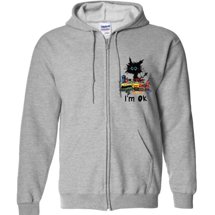 Cats Im Ok Funny Quilting Love Cats Full Zip Hoodie