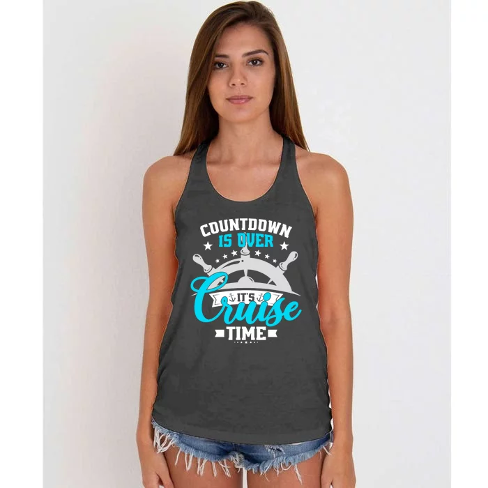 Countdown Is Over Its Cruise Time Summer Matching Cruise Gift Women's Knotted Racerback Tank